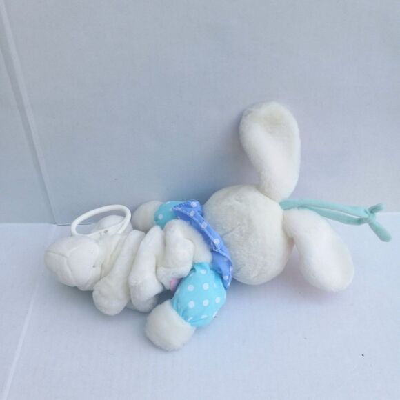 Vtg First Peek Plush Rabbit Musical Pull Toy-Crib-Stroller-London Bridge-Working - Picture 6 of 9